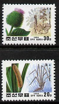 North Korea 1994 Medicinal Plants set of 2 unmounted mint, SG N3429-30*, stamps on , stamps on  stamps on flowers    medical, stamps on medicinal plants