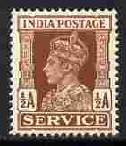 India 1939-42 KG6 Official 1/2a red-brown unmounted mint SG O144, stamps on , stamps on  kg6 , stamps on 