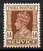 India 1939-42 KG6 Official 1/2a red-brown unmounted mint SG O144, stamps on , stamps on  stamps on , stamps on  stamps on  kg6 , stamps on  stamps on 