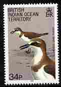 British Indian Ocean Territory 1990 Birds 34p Great Sand Plover unmounted mint SG 94, stamps on birds
