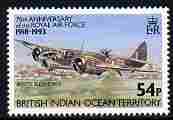 British Indian Ocean Territory 1993 Bristol Blenheim 54p unmounted mint SG 139, stamps on , stamps on  stamps on aviation, stamps on  stamps on bristol, stamps on  stamps on  raf , stamps on  stamps on royal air force, stamps on  stamps on 