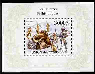Comoro Islands 2010 Prehistoric Man perf m/sheet unmounted mint, stamps on dinosaurs, stamps on hunting