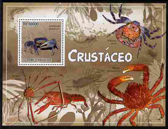 St Thomas & Prince Islands 2010 Crustaceans perf m/sheet unmounted mint, stamps on marine life, stamps on crabs, stamps on 