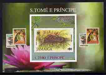 St Thomas & Prince Islands 2010 Stamp On Stamp - WWF Boa Snake (Jamaica) individual imperf deluxe sheet unmounted mint. Note this item is privately produced and is offered purely on its thematic appeal, stamps on , stamps on  stamps on stamponstamp, stamps on  stamps on stamp on stamp, stamps on  stamps on  wwf , stamps on  stamps on snakes, stamps on  stamps on reptiles