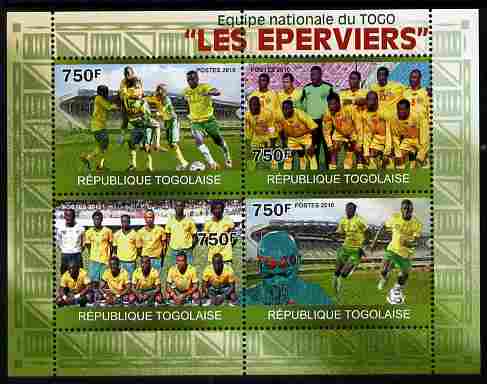Togo 2010 National Football Team - The Hawks perf sheetlet containing 4 values unmounted mint, stamps on football