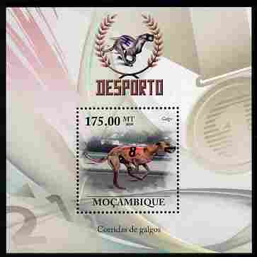 Mozambique 2010 Greyhound Racing perf m/sheet unmounted mint, stamps on sporet, stamps on greyhounds, stamps on dogs