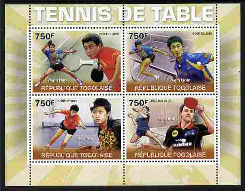 Togo 2010 Table Tennis perf sheetlet containing 4 values unmounted mint, stamps on , stamps on  stamps on sport, stamps on  stamps on table tennis