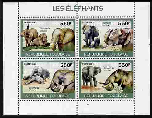 Togo 2010 Elephants perf sheetlet containing 4 values unmounted mint, stamps on , stamps on  stamps on animals, stamps on  stamps on elephants