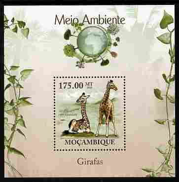 Mozambique 2010 The Environment - Giraffes perf m/sheet unmounted mint Michel BL 298, stamps on , stamps on  stamps on animals, stamps on  stamps on giraffes, stamps on  stamps on environment