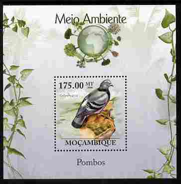 Mozambique 2010 The Environment - Pigeons perf m/sheet unmounted mint Michel BL 291, stamps on birds, stamps on pigeons, stamps on environment