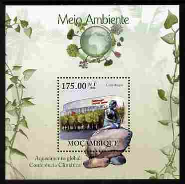 Mozambique 2010 The Environment - Global Warming perf m/sheet unmounted mint Michel BL 314, stamps on animals, stamps on environment, stamps on statues, stamps on weather, stamps on environment