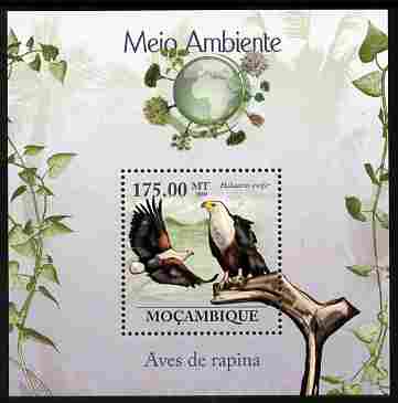 Mozambique 2010 The Environment - Raptors perf m/sheet unmounted mint Michel BL 294, stamps on birds, stamps on birds of prey, stamps on eagles, stamps on environment