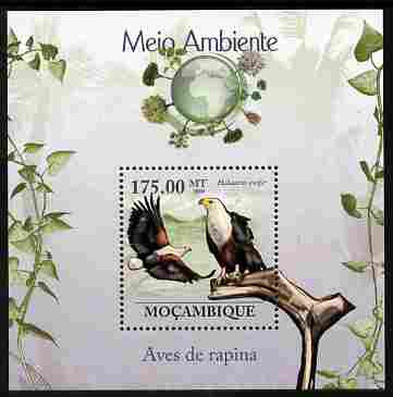 Mozambique 2010 The Environment - Raptors perf m/sheet unmounted mint Michel BL 294, stamps on , stamps on  stamps on birds, stamps on  stamps on birds of prey, stamps on  stamps on eagles, stamps on  stamps on environment