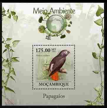 Mozambique 2010 The Environment - Parrots perf m/sheet unmounted mint Michel BL 295, stamps on , stamps on  stamps on birds, stamps on  stamps on parrots, stamps on  stamps on environment