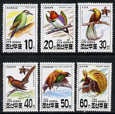 North Korea 1993 Birds perf set of 6 unmounted mint, SG N3281-86*, stamps on birds       woodpecker    paradise