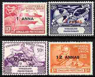 Somaliland 1949 KG6 75th Anniversary of Universal Postal Union set of 4 unmounted mint, SG 121-24, stamps on , stamps on  stamps on  , stamps on  stamps on  upu , stamps on  stamps on  kg6 , stamps on  stamps on 