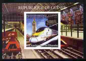 Guinea - Conakry 2009 15th Anniversary of Eurostar #4 individual imperf deluxe sheet unmounted mint. Note this item is privately produced and is offered purely on its thematic appeal as Michel 7159, stamps on railways, stamps on london, stamps on clocks