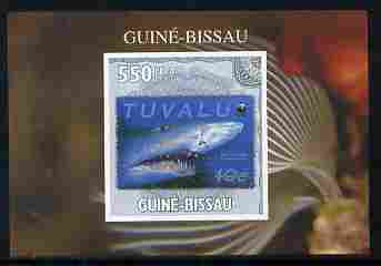 Guinea - Bissau 2010 WWF - Stamp On Stamp #2 - Tiger Shark (Tuvalu) individual imperf deluxe sheet unmounted mint. Note this item is privately produced and is offered pur...