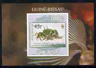 Guinea - Bissau 2010 WWF - Stamp On Stamp #4 - Ghost Crab (Cocos Is) individual imperf deluxe sheet unmounted mint. Note this item is privately produced and is offered pu..., stamps on animals, stamps on  wwf , stamps on stamponstamp, stamps on stamp on stamp, stamps on crabs, stamps on marine life