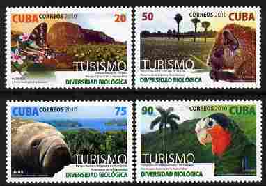 Cuba 2010 Biodiversity perf set of 4 unmounted mint , stamps on animals, stamps on birds, stamps on parrots, stamps on butterflies, stamps on environment