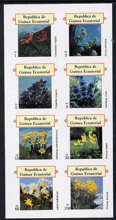 Equatorial Guinea 1977 Flowers imperf set of 8 (Mi 1213-20B) unmounted mint, stamps on flowers