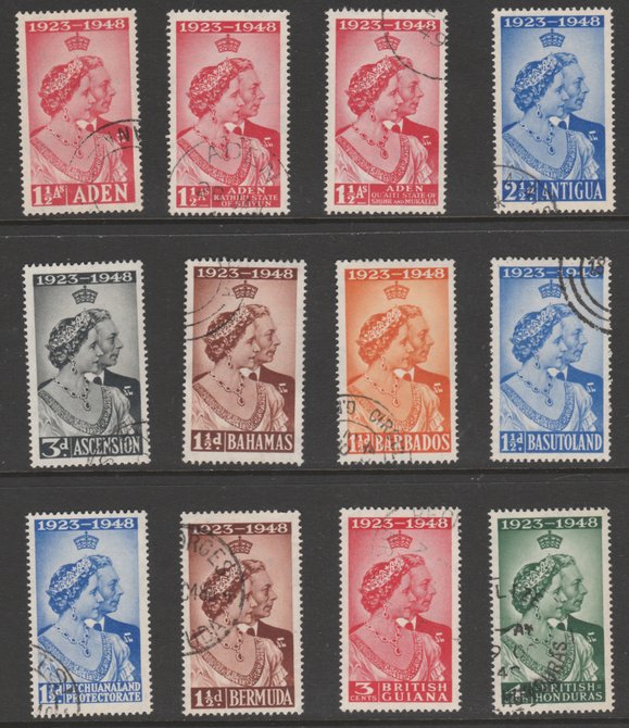 OMNIBUS - 1948-49 Royal Silver Wedding the complete series of low values all cds used, 70 stamps, stamps on 