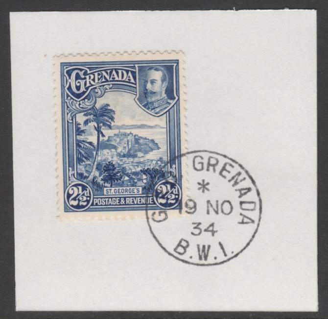 Grenada 1934-36 KG5 Pictorial 2.5d blue (SG 139) on piece with full strike of Madame Joseph forged postmark type 201, stamps on , stamps on  stamps on , stamps on  stamps on  kg5 , stamps on  stamps on 