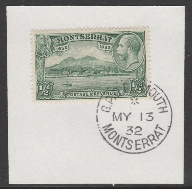 Montserrat 1932 KG5 Pictorial 1/2d green (SG 84) on piece with full strike of Madame Joseph forged postmark type 258, stamps on , stamps on  stamps on , stamps on  stamps on  kg5 , stamps on  stamps on 