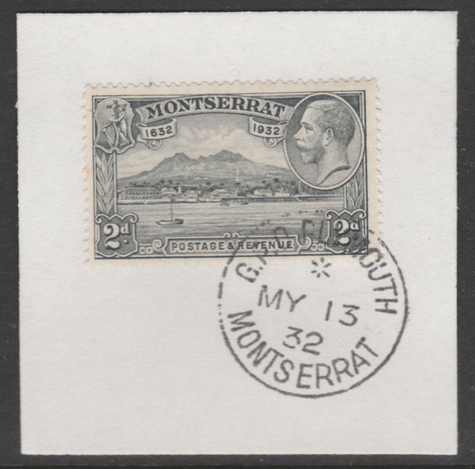 Montserrat 1932 KG5 Pictorial 2d grey (SG 87) on piece with full strike of Madame Joseph forged postmark type 258, stamps on , stamps on  stamps on , stamps on  stamps on  kg5 , stamps on  stamps on 