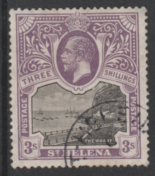 St Helena 1912 KG5 3s black & violet very fine with corner cds cancel SG81, stamps on , stamps on  stamps on st helena 1912 kg5 3s black & violet very fine with corner cds cancel sg81