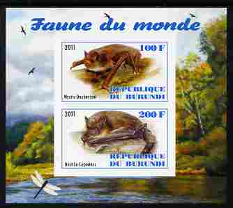 Burundi 2011 Fauna of the World - Mammals (Bats #1) imperf sheetlet containing 2 values unmounted mint, stamps on , stamps on  stamps on animals, stamps on  stamps on mammals, stamps on  stamps on bats