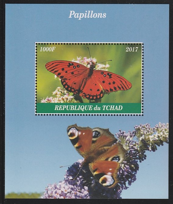 Chad 2017 Butterflies perf s/sheet containing 1 value unmounted mint. Note this item is privately produced and is offered purely on its thematic appeal. . , stamps on , stamps on  stamps on butterflies