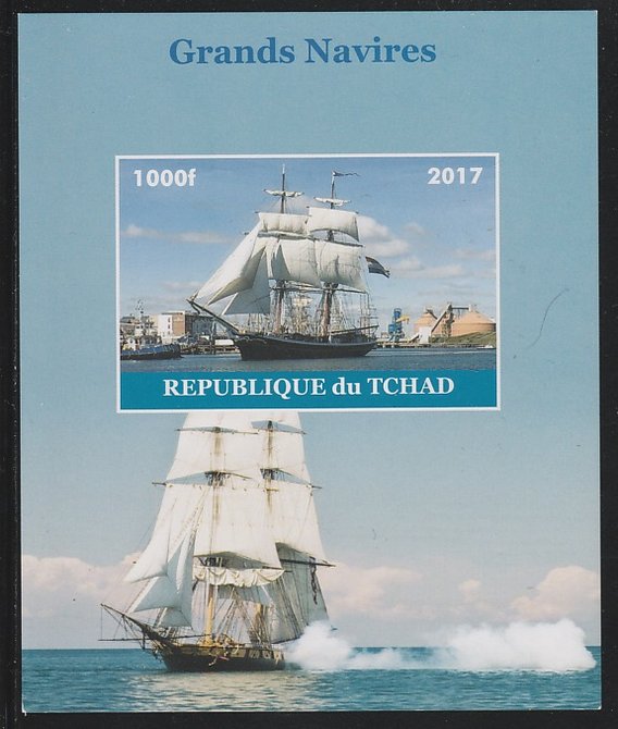 Chad 2017 Sailing Ships imperf s/sheet containing 1 value unmounted mint. Note this item is privately produced and is offered purely on its thematic appeal. . , stamps on , stamps on  stamps on ships, stamps on  stamps on 