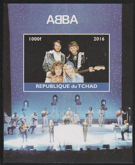 Chad 2016 Abba imperf s/sheet containing 1 value unmounted mint. Note this item is privately produced and is offered purely on its thematic appeal. . , stamps on music, stamps on pops, stamps on abba, stamps on 