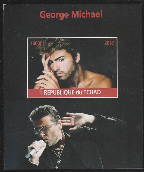 Chad 2017 George Michael imperf s/sheet containing 1 value unmounted mint. Note this item is privately produced and is offered purely on its thematic appeal. . , stamps on george michael, stamps on pops, stamps on music