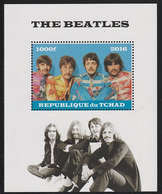 Chad 2016 The Beatles perf s/sheet containing 1 value unmounted mint. Note this item is privately produced and is offered purely on its thematic appeal. . , stamps on , stamps on  stamps on music, stamps on  stamps on pops, stamps on  stamps on beatles, stamps on  stamps on rock