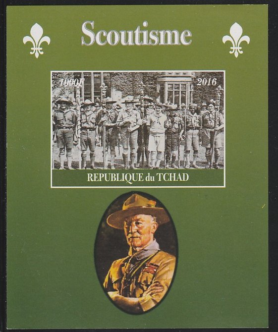 Chad 2016 Scouting imperf s/sheet containing 1 value unmounted mint. Note this item is privately produced and is offered purely on its thematic appeal. . , stamps on scouts