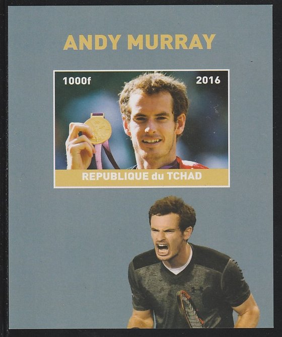 Chad 2016 Andy Murray imperf s/sheet containing 1 value unmounted mint. Note this item is privately produced and is offered purely on its thematic appeal. . , stamps on sport, stamps on tennis, stamps on andy murray