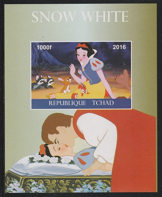 Chad 2016 Snow White imperf s/sheet containing 1 value unmounted mint. Note this item is privately produced and is offered purely on its thematic appeal. . , stamps on , stamps on  stamps on disney, stamps on  stamps on films, stamps on  stamps on cinema, stamps on  stamps on movies, stamps on  stamps on snow white