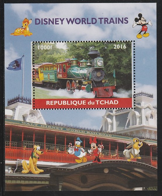 Chad 2016 Disneyworld Trains #2 perf s/sheet containing 1 value unmounted mint. Note this item is privately produced and is offered purely on its thematic appeal. . , stamps on disney, stamps on films, stamps on cinema, stamps on movies, stamps on railways