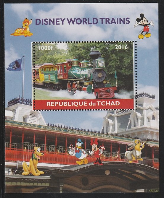 Chad 2016 Disneyworld Trains #2 perf s/sheet containing 1 value unmounted mint. Note this item is privately produced and is offered purely on its thematic appeal. . , stamps on , stamps on  stamps on disney, stamps on  stamps on films, stamps on  stamps on cinema, stamps on  stamps on movies, stamps on  stamps on railways