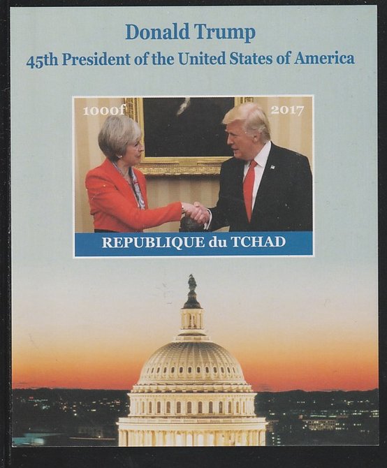 Chad 2017 Donald Trump #1 imperf s/sheet containing 1 value unmounted mint. Note this item is privately produced and is offered purely on its thematic appeal. . , stamps on , stamps on  stamps on americana, stamps on  stamps on usa presidents, stamps on  stamps on trump