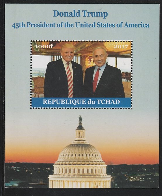 Chad 2017 Donald Trump #2 perf s/sheet containing 1 value unmounted mint. Note this item is privately produced and is offered purely on its thematic appeal. . , stamps on americana, stamps on usa presidents, stamps on trump