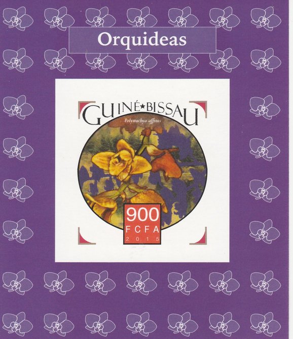 Guinea-Bissau 2015 Orchids #2 imperf deluxe sheet unmounted mint. Note this item is privately produced and is offered purely on its thematic appeal, stamps on flowers, stamps on orchids