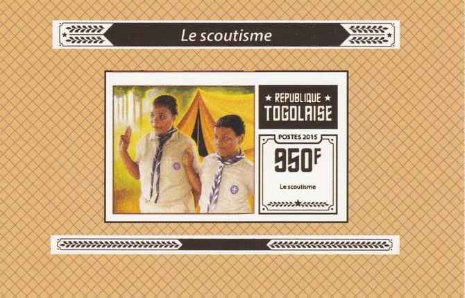 Togo 2015 Scouting #6 imperf deluxe sheet unmounted mint. Note this item is privately produced and is offered purely on its thematic appeal, stamps on , stamps on  stamps on scouts, stamps on  stamps on 