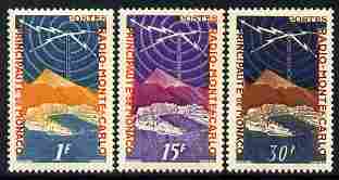 Monaco 1951 Radio Station perf set of 3 unmounted mint SG 450-52, stamps on radio, stamps on telecommunications