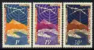 Monaco 1951 Radio Station perf set of 3 unmounted mint SG 450-52, stamps on , stamps on  stamps on radio, stamps on  stamps on telecommunications