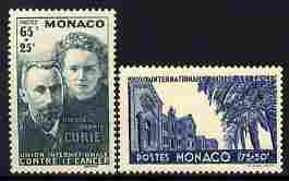 Monaco 1938 Anti Cancer Fund perf set of 2 unmounted mint SG 172-3, stamps on personalities, stamps on nobel, stamps on medical, stamps on diseases