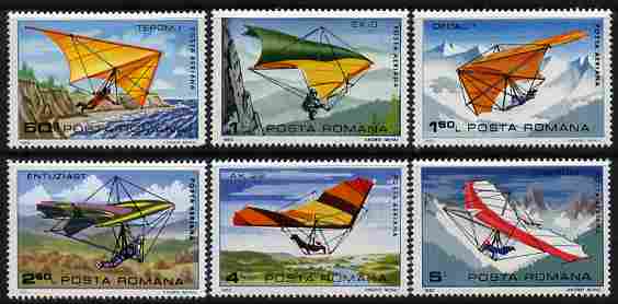 Rumania 1982 Hang Gliders perf set of 6 unmounted mint, SG 4711-16, stamps on aviation, stamps on gliders