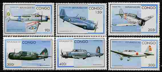 Congo 1996 Aircraft perf set of 6 unmounted mint, stamps on , stamps on  stamps on aviation, stamps on  stamps on 